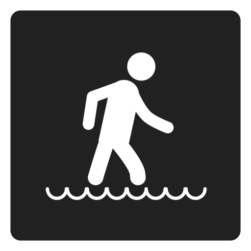 Caminando en el icono cuadrado de agua Diseño PNG