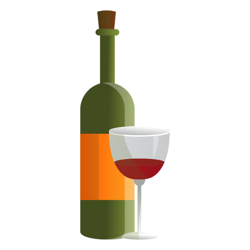 Wine bottle and glass illustration