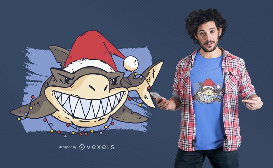 Projeto do t-shirt do tubarão do Natal Projeto do t-shirt do tubarão do Natal