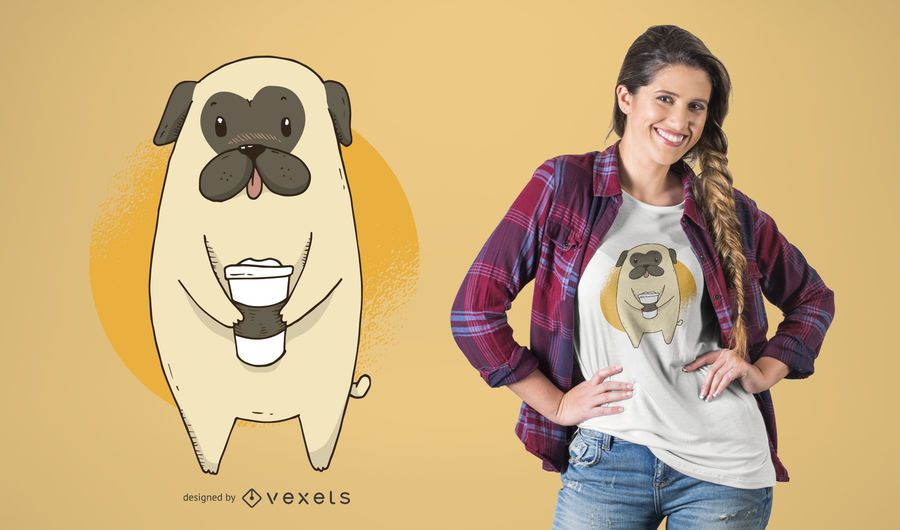 Coffee Pug T-Shirt Design Coffee Pug T-Shirt Design
