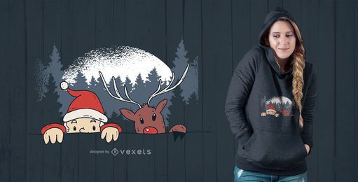 Diseño de camiseta de Santa y Reno Diseño de camiseta de Santa y Reno