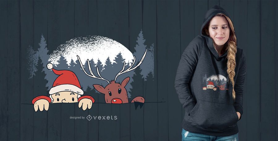 Diseño de camiseta de Santa y Reno Diseño de camiseta de Santa y Reno