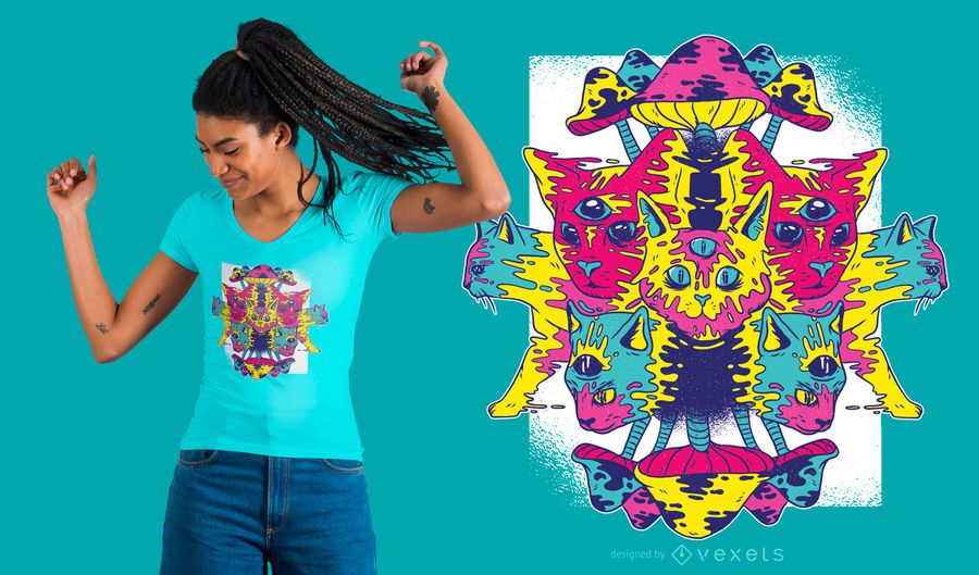 Trippy Cats T-Shirt Design Trippy Cats T-Shirt Design