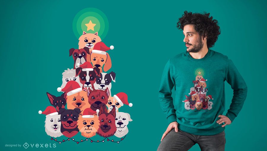 Dog Christmas Tree T-Shirt Design Dog Christmas Tree T-Shirt Design