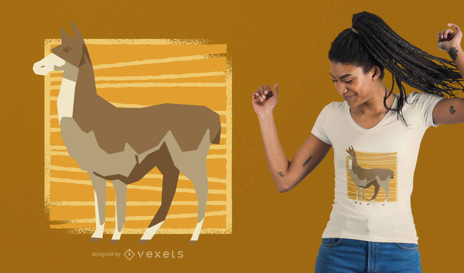 Diseño de camiseta de llama Low-Poly