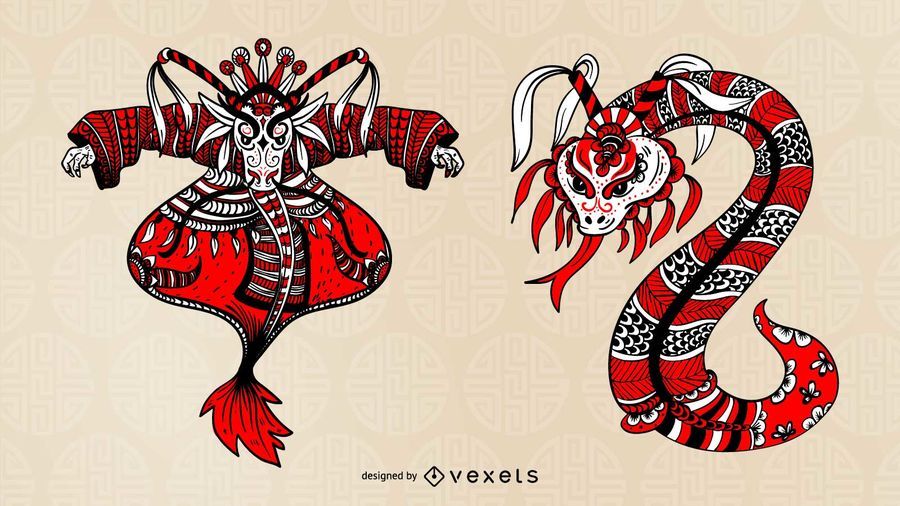 Ópera Chinesa Character Design Ópera Chinesa Character Design