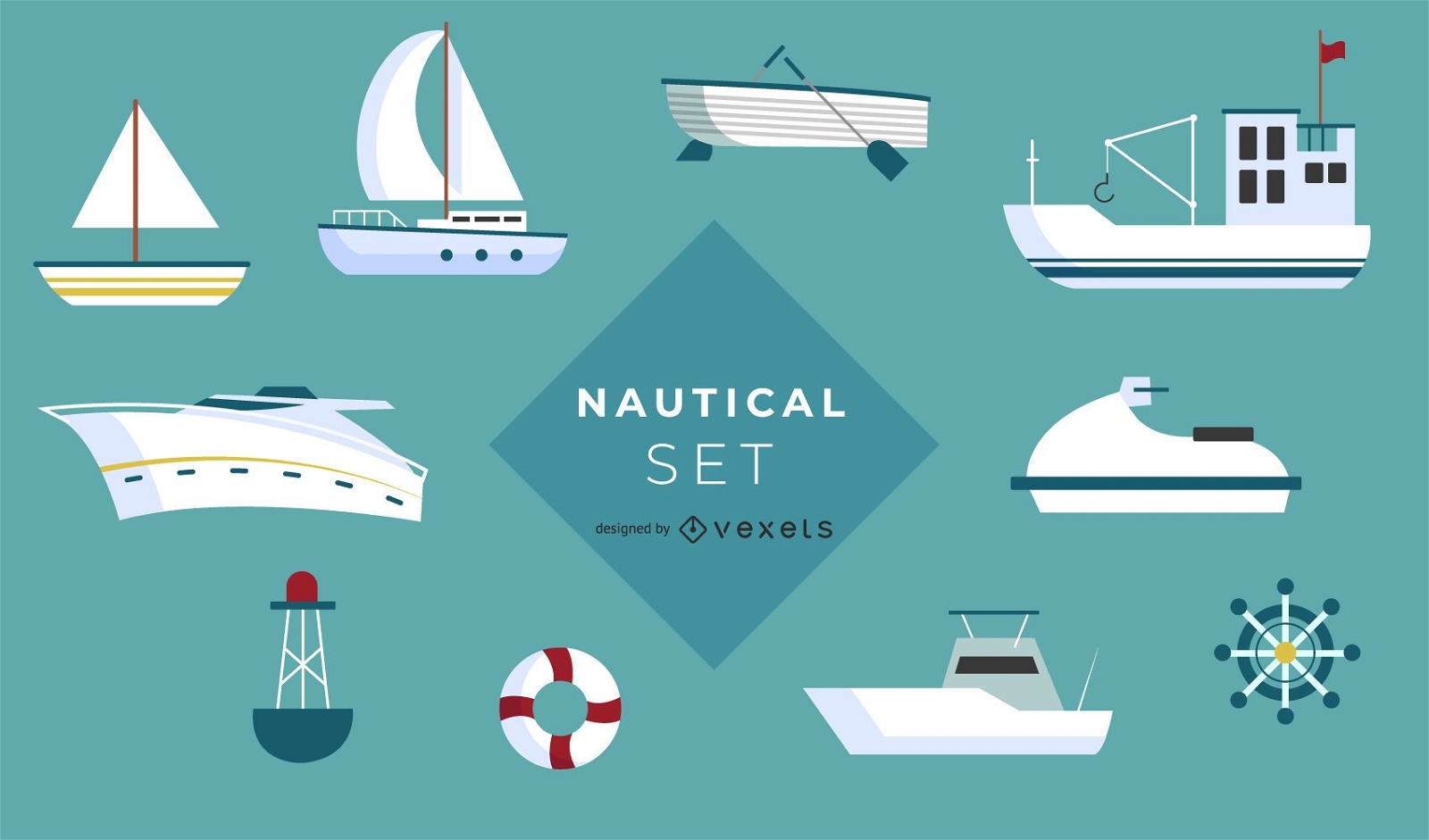 Nautical Boat Icon Set 