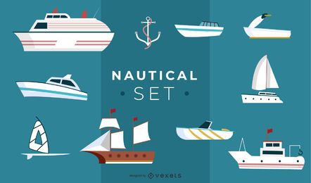 Conjunto de ilustração náutica Conjunto de ilustração náutica