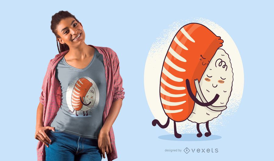 Diseño de camiseta de abrazo de sushi Diseño de camiseta de abrazo de sushi