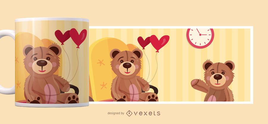 Design de caneca de urso de pelúcia Design de caneca de urso de pelúcia