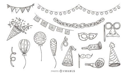 Illustrated Party Icon Set Illustrated Party Icon Set