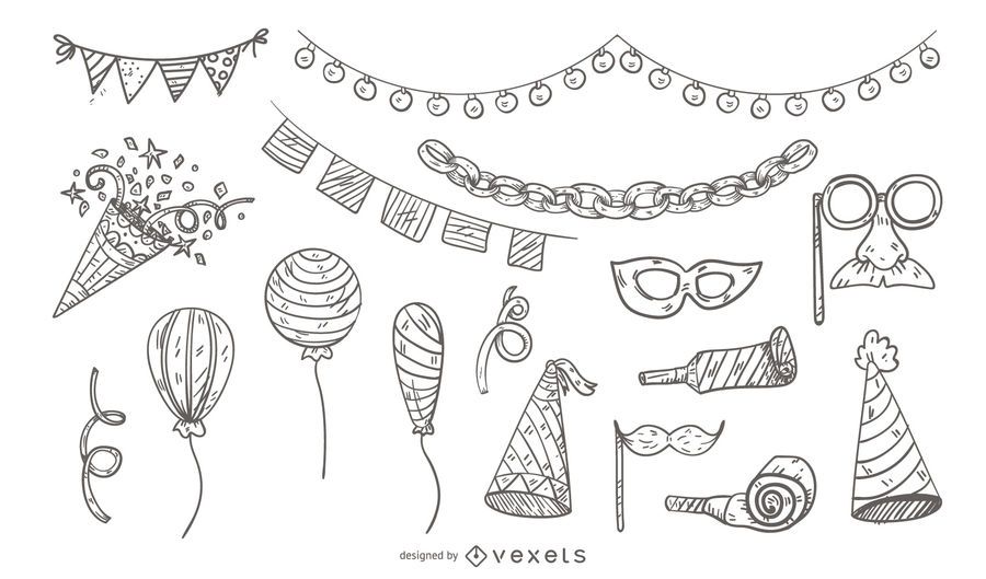 Illustrated Party Icon Set Illustrated Party Icon Set
