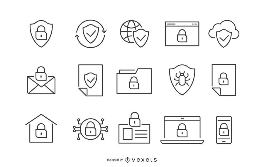 Security Stroke Icon Set Security Stroke Icon Set