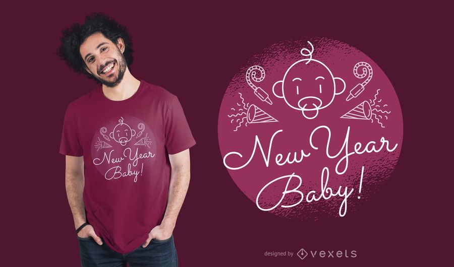 Diseño fresco de la camiseta del bebé del Año Nuevo Diseño fresco de la camiseta del bebé del Año Nuevo