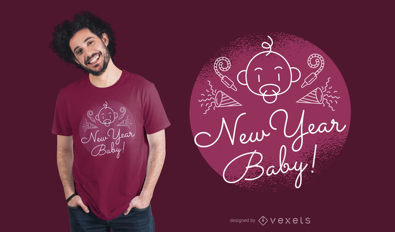 Diseño de camiseta de bebé de año nuevo fresco