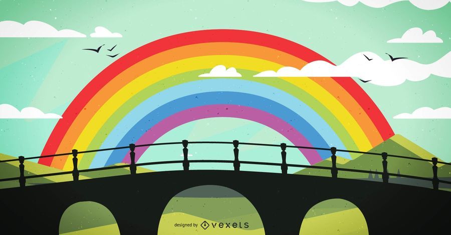 Rainbow Bridge Illustration Design - Vector Download