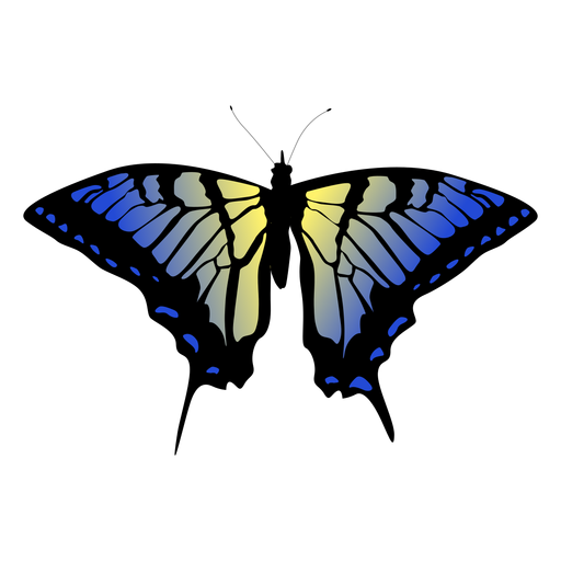 Blauer und gelber Schmetterlingsentwurf PNG-Design