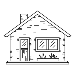 Icono de estilo de línea de casa de bungalow Diseño PNG