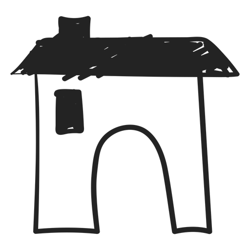 Concrete house hand drawn icon - Transparent PNG & SVG vector file