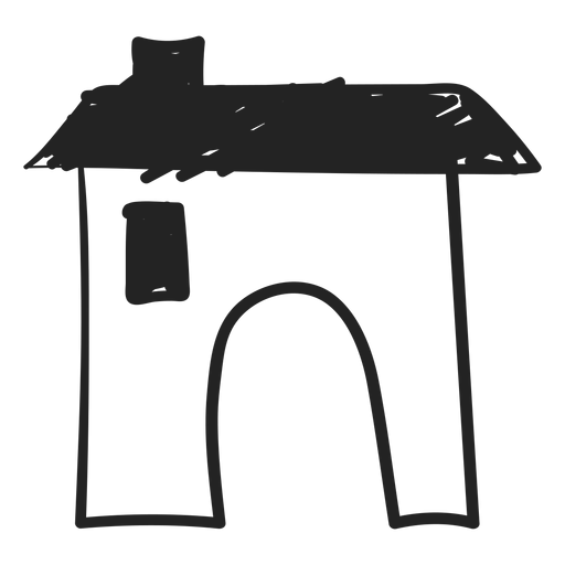 Concrete house hand drawn icon