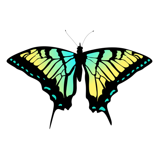 Gr?nes und gelbes Schmetterlingsdesign PNG-Design