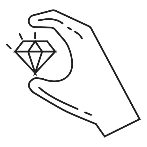 Hand holding a diamond stroke icon PNG Design
