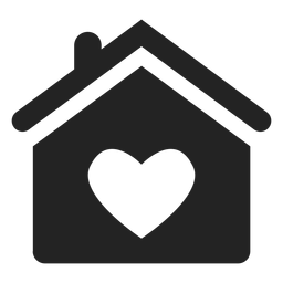Haus mit einem schwarzen Herzsymbol PNG-Design