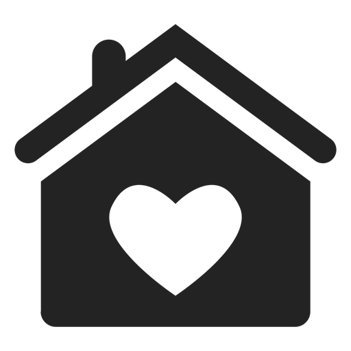 Haus mit einem schwarzen Herzsymbol PNG-Design
