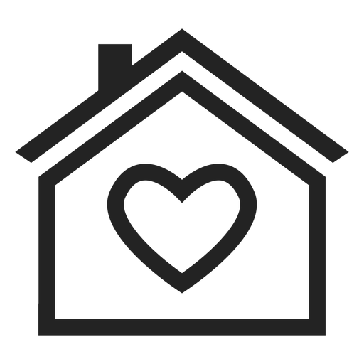 Zuhause mit einem Herzsymbol PNG-Design