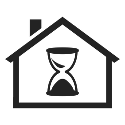 Casa con un icono de reloj de arena Diseño PNG