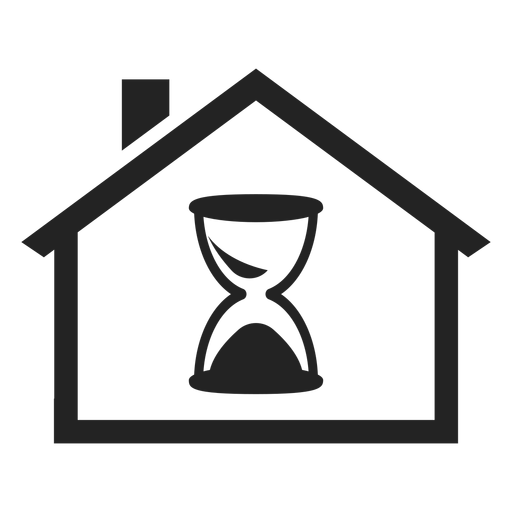 Casa con un icono de reloj de arena Diseño PNG