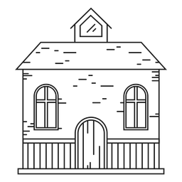 House with an attic line icon PNG Design