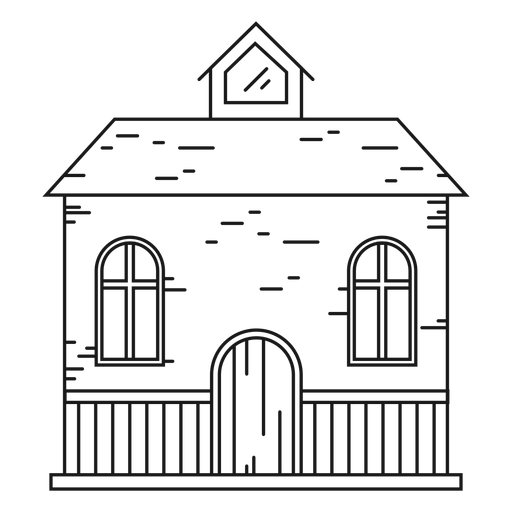 House with an attic line icon PNG Design