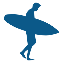 Surfista masculino caminando sosteniendo junta silhoutte Diseño PNG