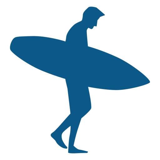 Surfista masculino caminando sosteniendo junta silhoutte Diseño PNG