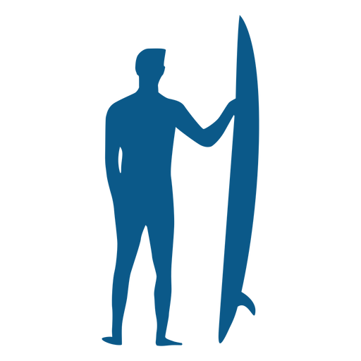 Male surfer with longboard silhouette PNG Design
