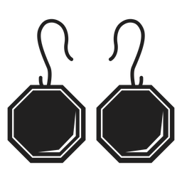 Achteck Ohrringe schwarze Ikone PNG-Design
