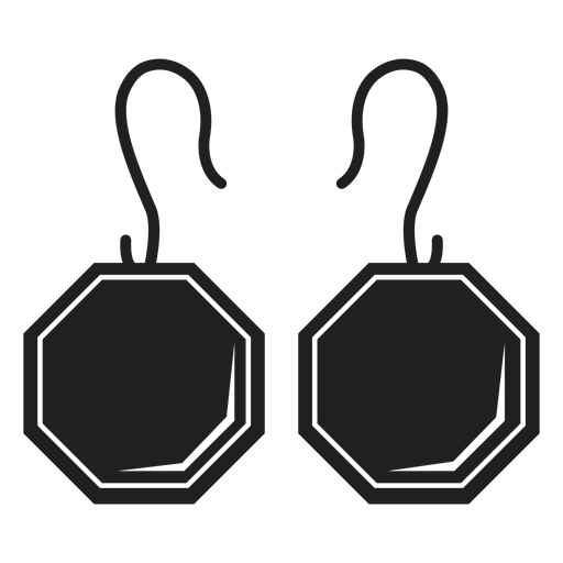 Achteck Ohrringe schwarze Ikone PNG-Design
