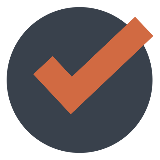 Orange check in a black circle icon