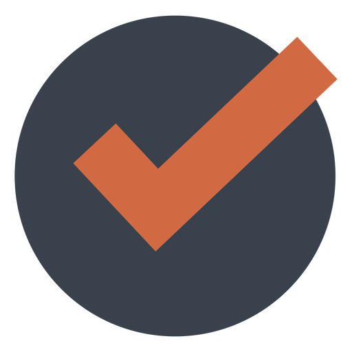 Orange check in a black circle icon PNG Design