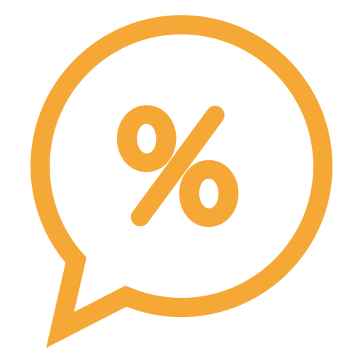 Percent in a speech bubble icon PNG Design