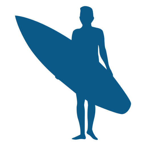 Silueta de surfista masculino de pie