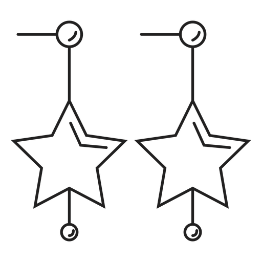 Star dangle earrings stroke icon PNG Design