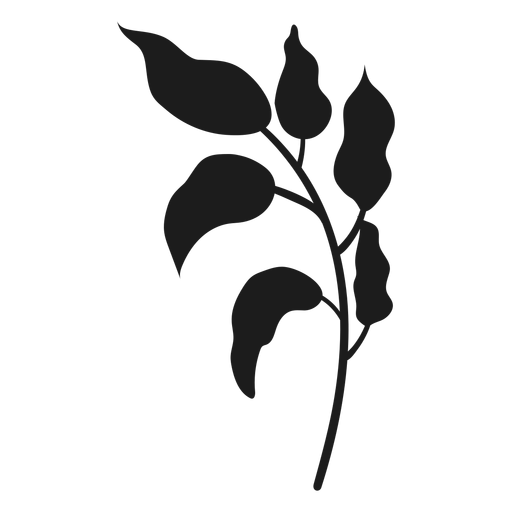Stiel mit kurvigen Blättern Silhouette PNG-Design
