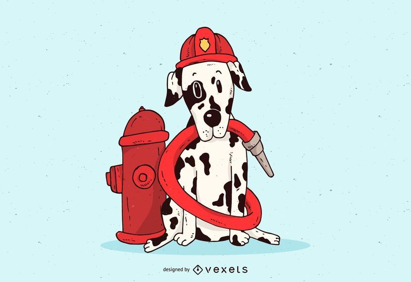 Dalmatian Firefighter Illustration Dalmatian Firefighter Illustration