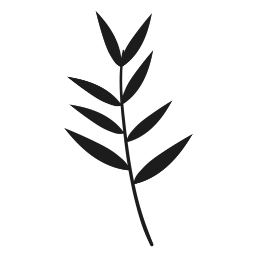 Thin leaves on stem silhouette PNG Design