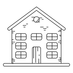 Three storey house with attic line icon Transparent PNG
