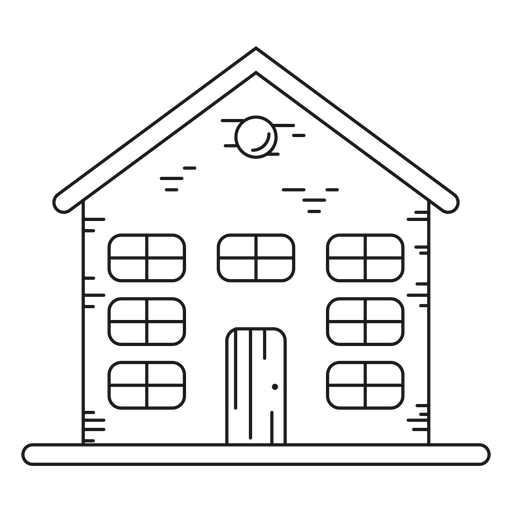 Three storey house with attic line icon PNG Design