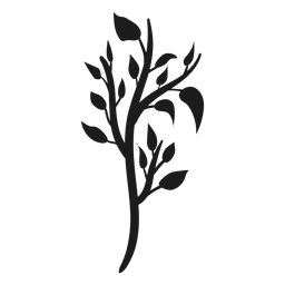 Tronco de árvore com silhueta de galhos e folhas