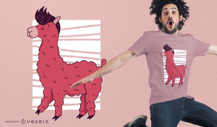 Diseño de camiseta rosa llama Diseño de camiseta rosa llama